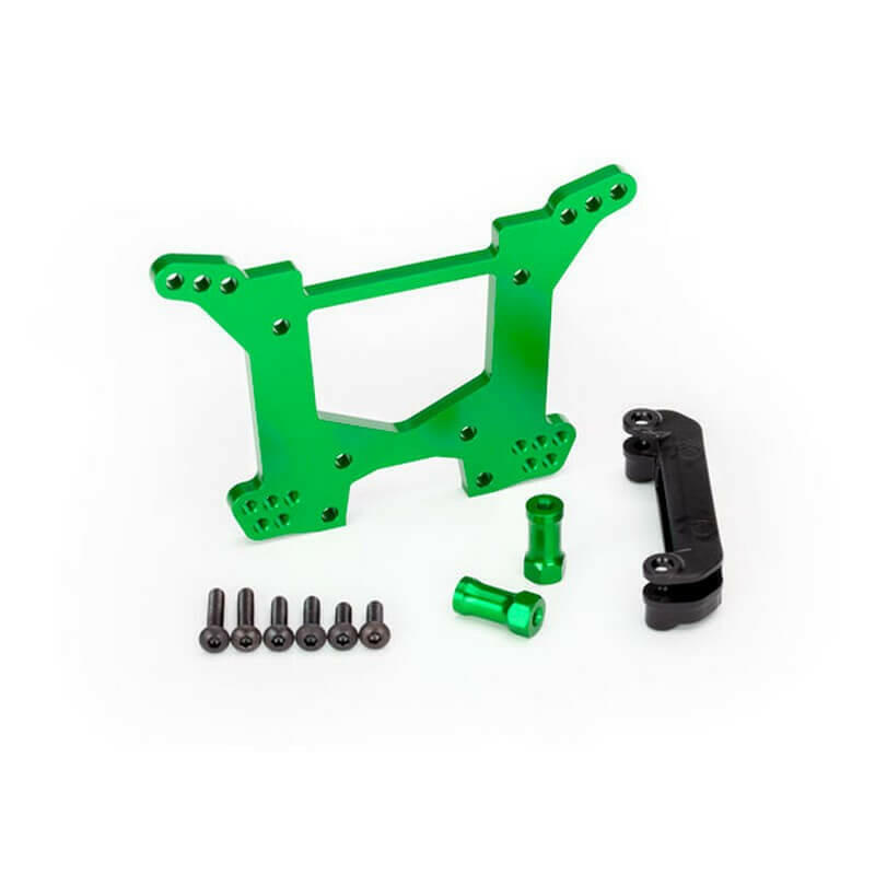 Support d'amortisseurs ARR Alu vert Rustler 4x4 VXL Traxxas 6738G - Breizh Modélisme.