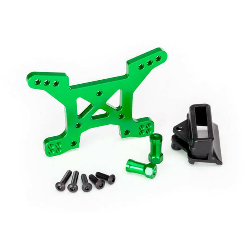 Support d'amortisseurs AV alu vert Rustler 4x4 VXL Traxxas 6739G - Breizh Modélisme.
