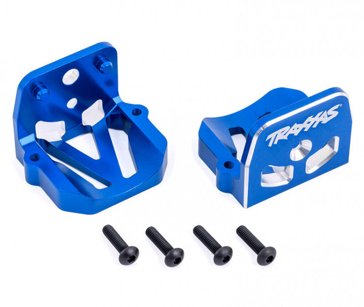 Support moteur avant / arrière Alu anodisés bleu Traxxas 7760 - Breizh Modélisme.