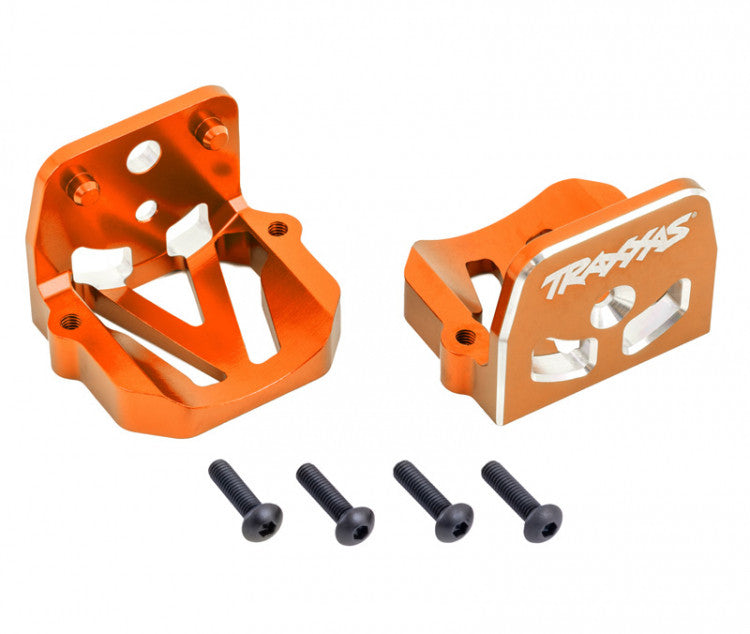 Support moteur avant / arrière Alu anodisés orange Traxxas 7760 - Breizh Modélisme.