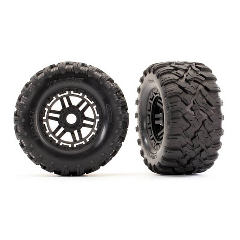 Traxxas 2 pneus + jantes noires Tout Terrain 2.8 Maxx 8972" - Breizh Modélisme.