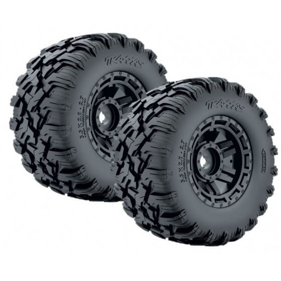 Traxxas 2 pneus + jantes noires Tout Terrain 2.8 Maxx 8972" - Breizh Modélisme.
