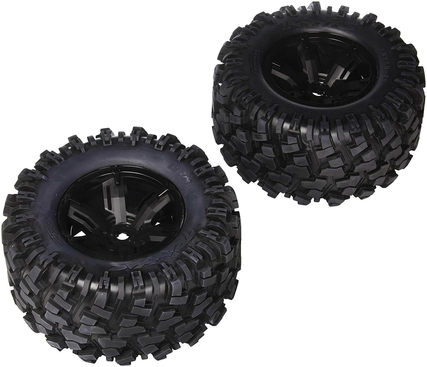 Traxxas 2 roues jantes et pneus XMaxx 8S noires 7772X - Breizh Modélisme.