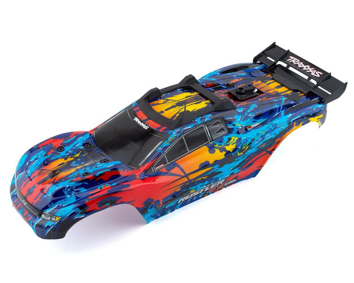 Traxxas 6717R Carrosserie orange Rustler 4x4 VXL - Breizh Modélisme.