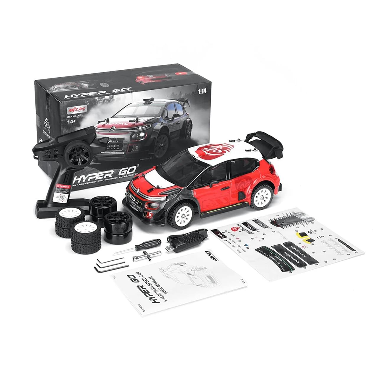 Voiture de rallye Citroen C3 WRC 4WD RTR MJX Hyper GO 14303 1/14