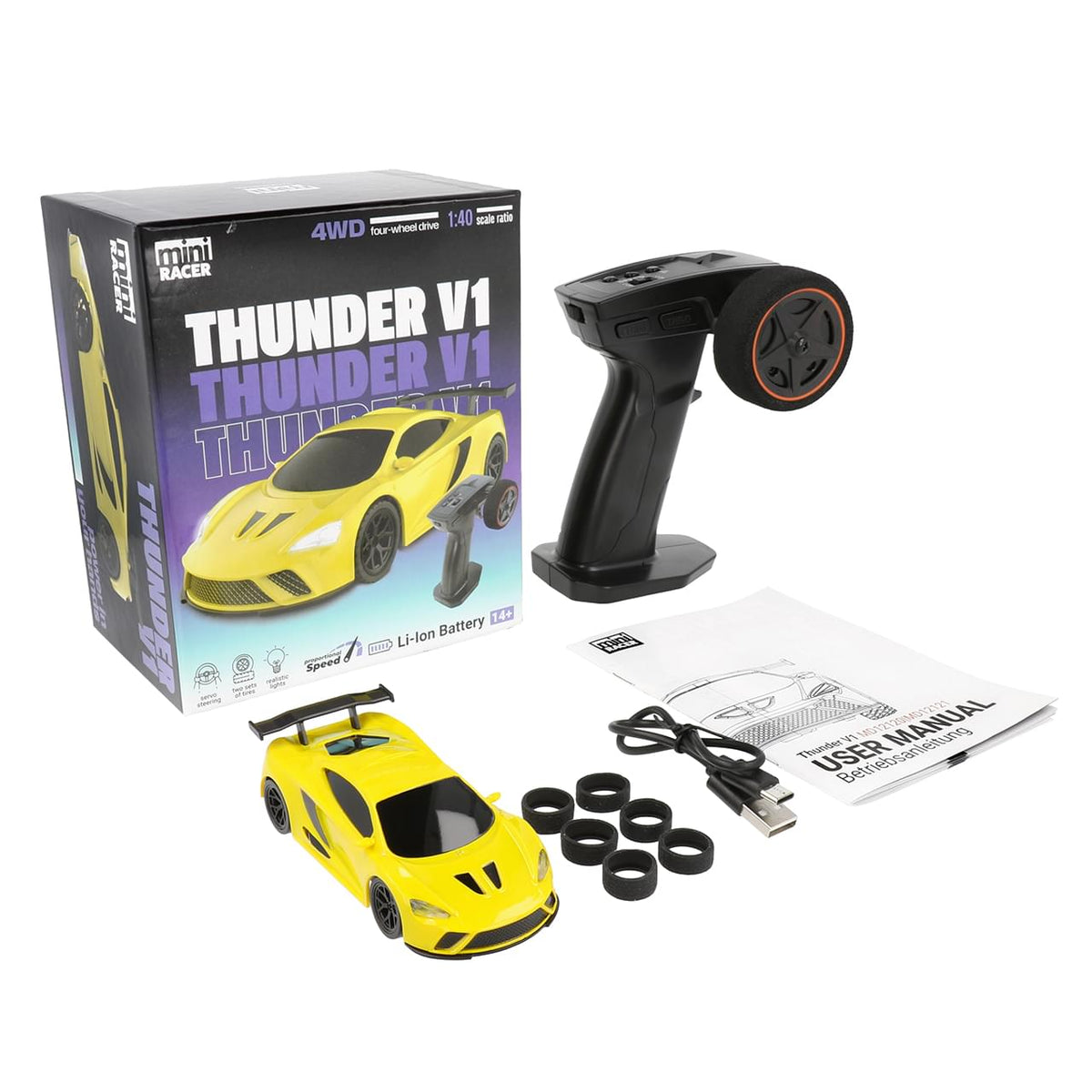 Mini Racer Thunder V1 Jaune 1/40 MODSTER - MD12120 - Breizh Modélisme.