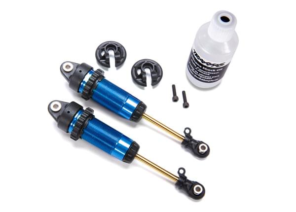 2 Amortisseurs Arrière Traxxas 7462 GTR Alu Bleu sans ressorts - Breizh Modélisme.