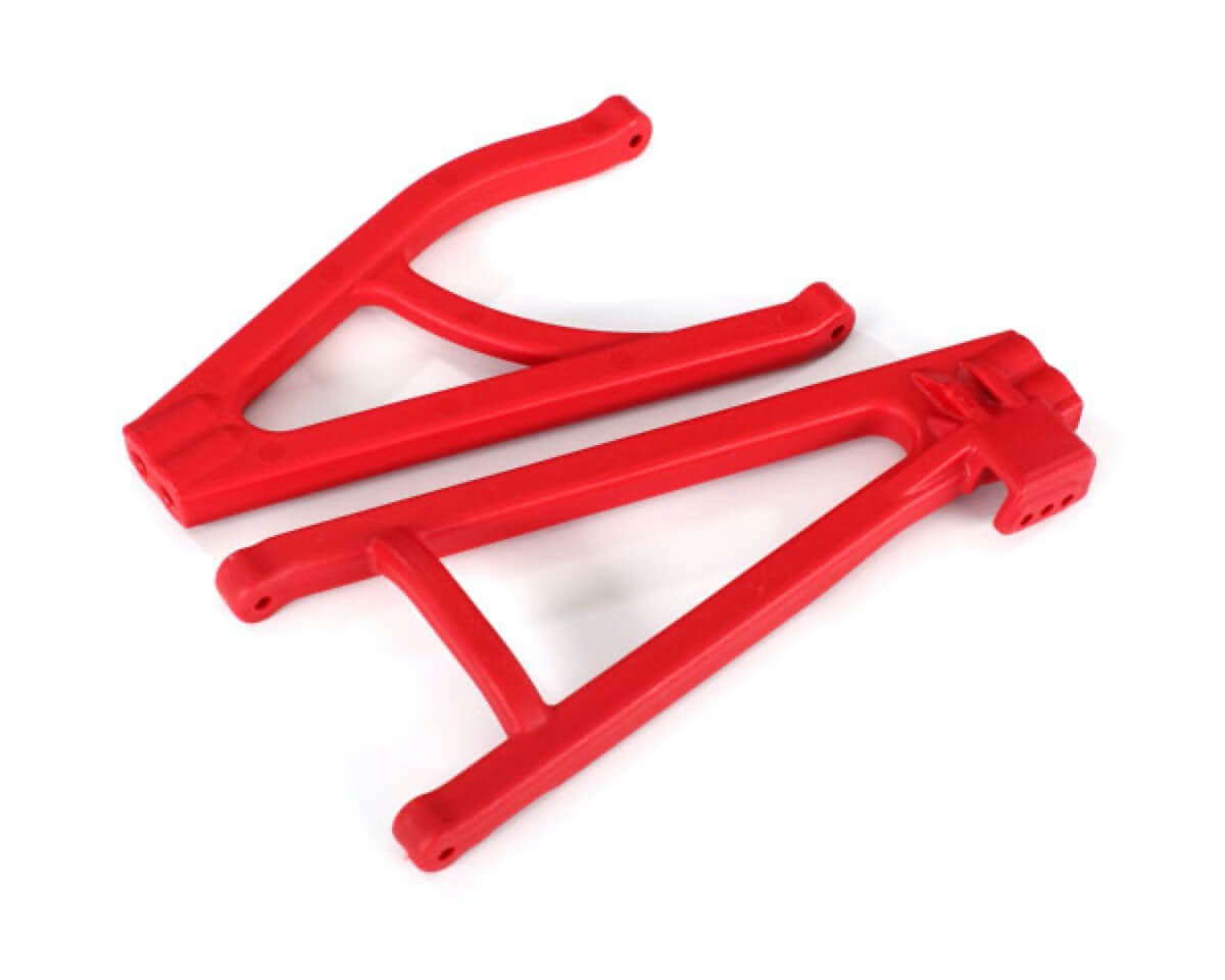 2 Triangles de suspension arrière gauche inf/sup renforcés - Traxxas 8634R - Rouge - Breizh Modélisme.