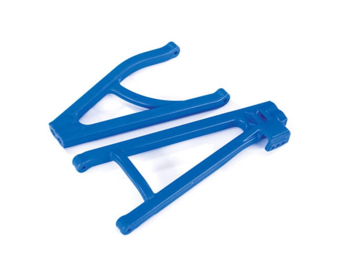 2 Triangles de suspension arrière gauche inf/sup renforcés - Traxxas 8634X - Bleu - Breizh Modélisme.