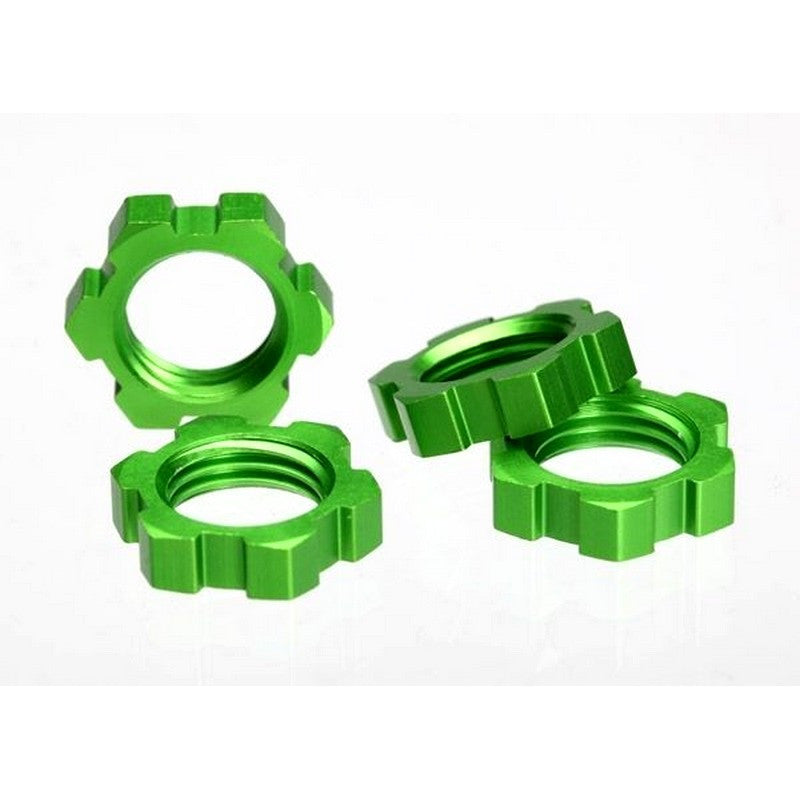 4 Écrous de roues alu 17mm anodisés vert - Traxxas 5353A - Breizh Modélisme.