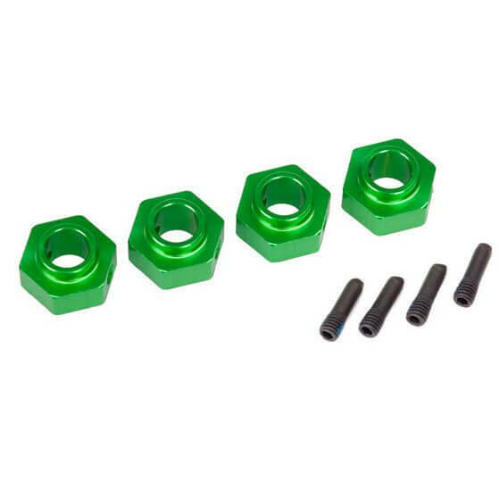 Hexagone de roue aluminium vert 12mm (x4) - Traxxas TRX8269G - Breizh Modélisme.