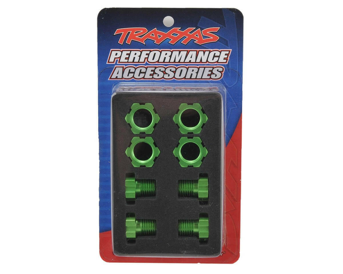 Hexagones aluminium 17mm vert (x4) - Traxxas 5353G - Breizh Modélisme.
