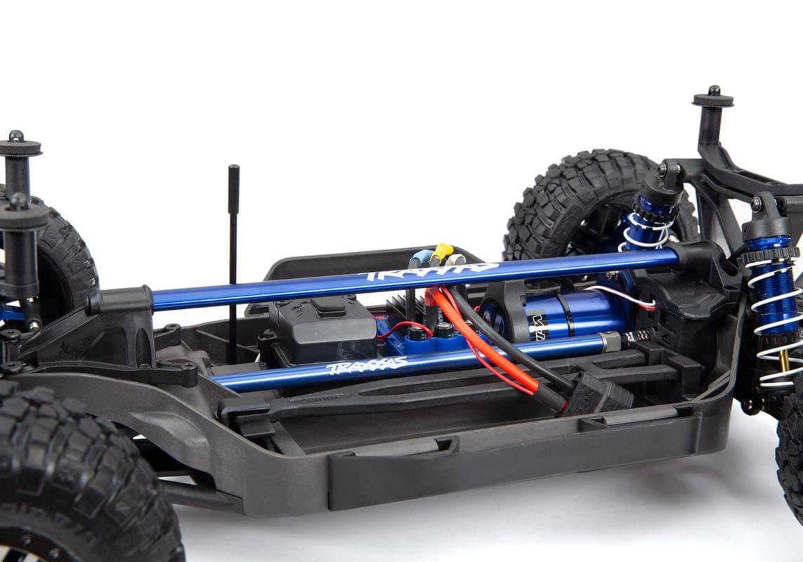 Kit de renfort chassis long Rustler et Slash 4x4 VXL - Traxxas 6730X Bleu - Breizh Modélisme.