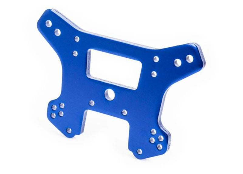 Support d'amortisseurs avant alu bleu Traxxas sledge 9539 - Breizh Modélisme.