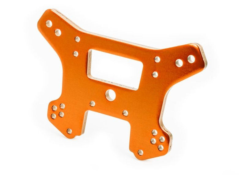 Support d'amortisseurs avant alu orange Traxxas sledge 9539T - Breizh Modélisme.