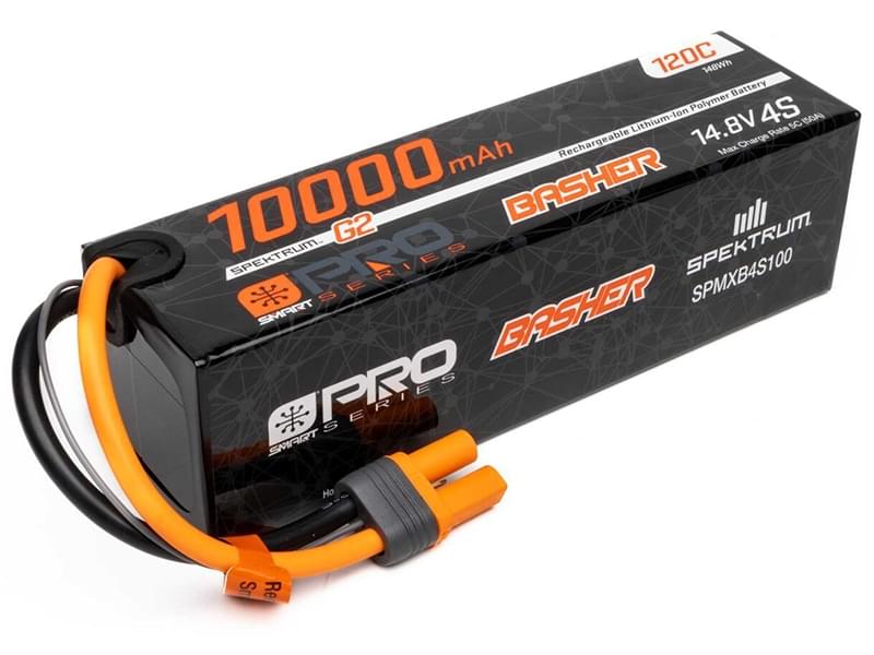 Batterie LiPo 4S Smart G2 Pro Basher 14,8 V 10000 mAh (120C) IC5 SPMXB4S100 - Breizh Modélisme.
