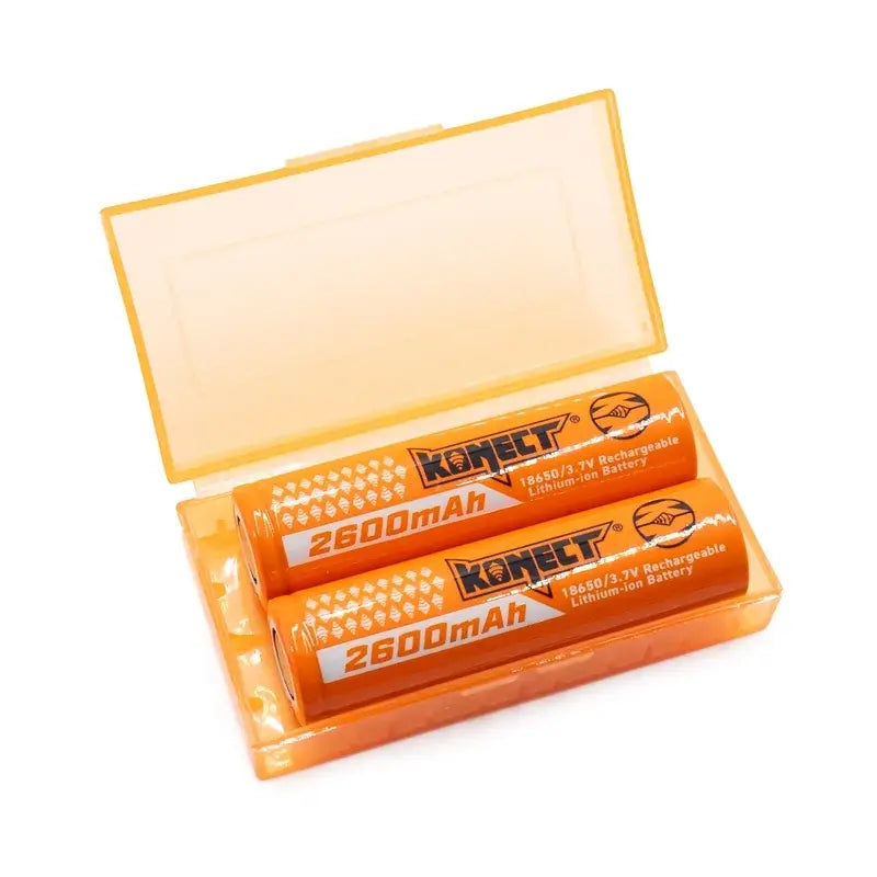 Batteries Li-Ion 3,7V 2600Mah 18650 Konect avec boite de rangement