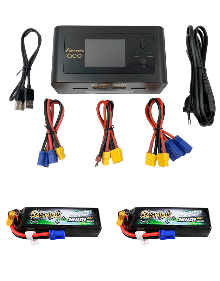 Combo 6S chargeur duo + 2 batteries 3S 11,1v Gens Ace - Breizh Modélisme.