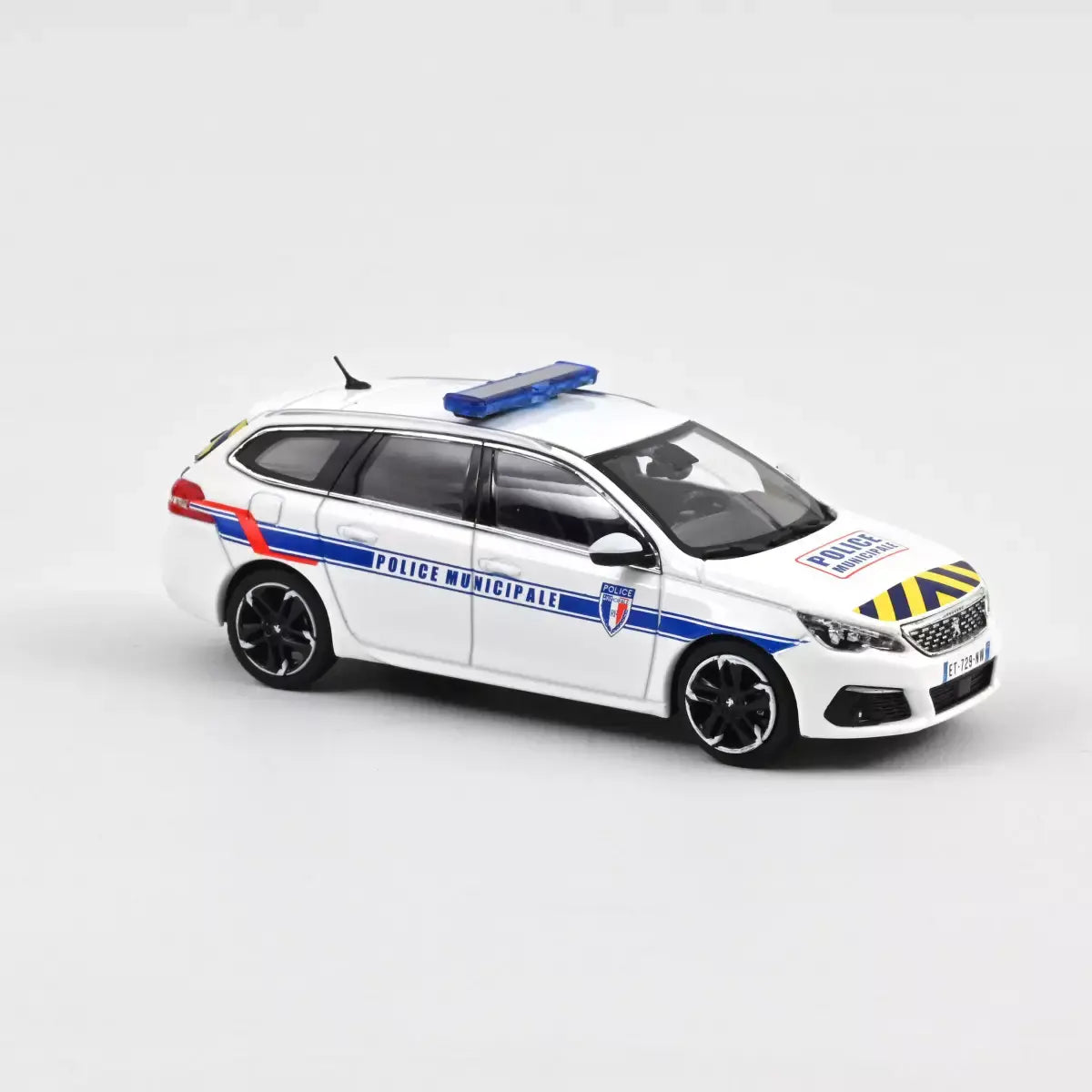 Voiture miniature collection 1/43 Peugeot 308 SW 2018 Police Municipale Bandes Bleues et Jaunes Norev 473944