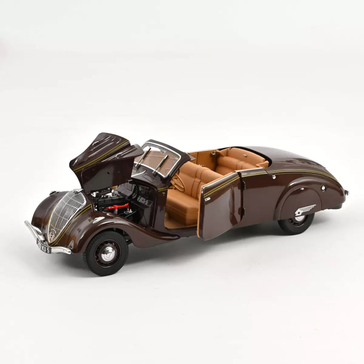 Voiture miniature collection 1/18 Peugeot 402 Eclipse 1937 Chocolat Norev 184873