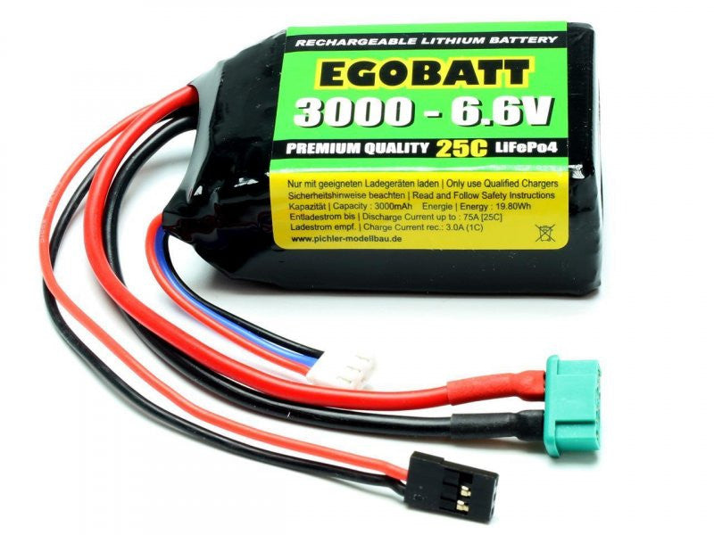 Accu LiFe Egobatt 3000mAh - 6.6V (25C) - Breizh Modélisme.