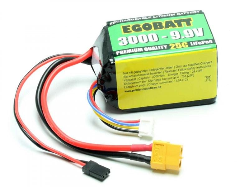 Accu LiFe Egobatt 3000mAh - 9.9V (25C) - Breizh Modélisme.