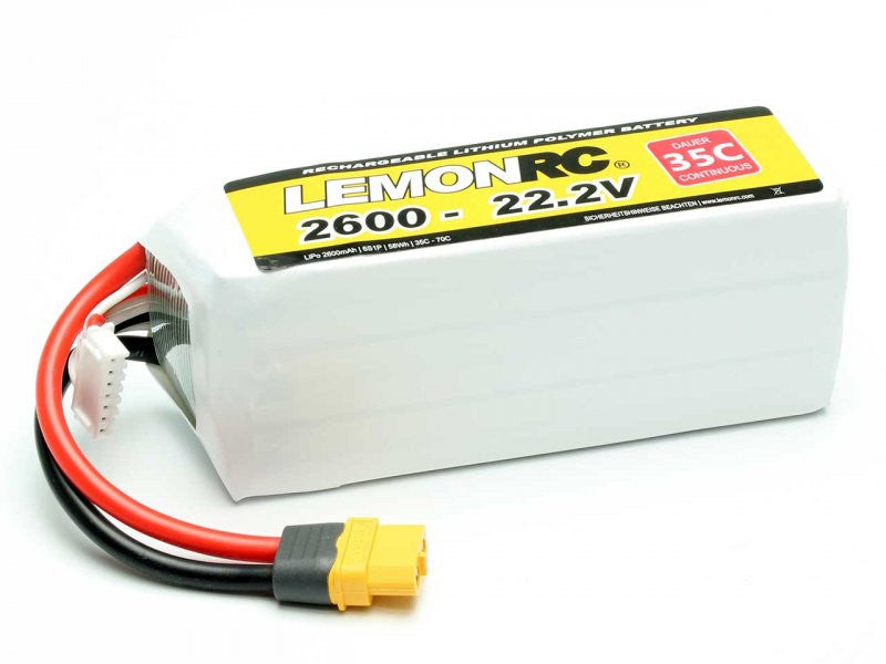 Accu LiPo LEMONRC 2600 - 22.2V (35C) XT60 - Breizh Modélisme.