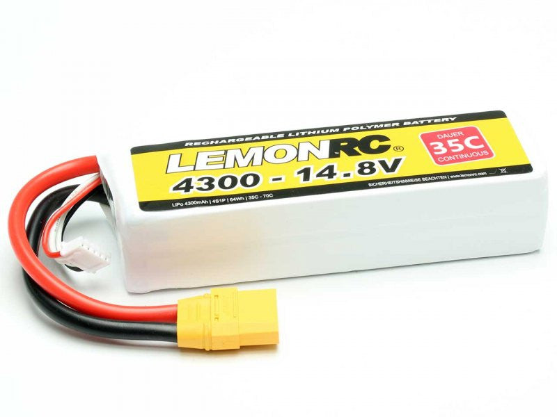 Accu LiPo LEMONRC 4300 - 14.8V (35C) XT90 - Breizh Modélisme.