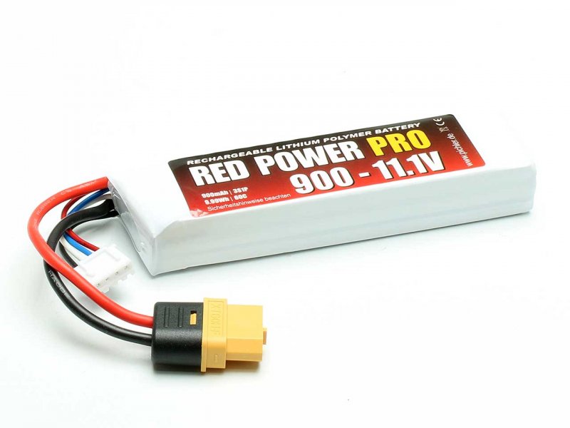 Batterie LiPo 11,1V 900mAh XT60 Red Power Pro - 19121 - Breizh Modélisme.