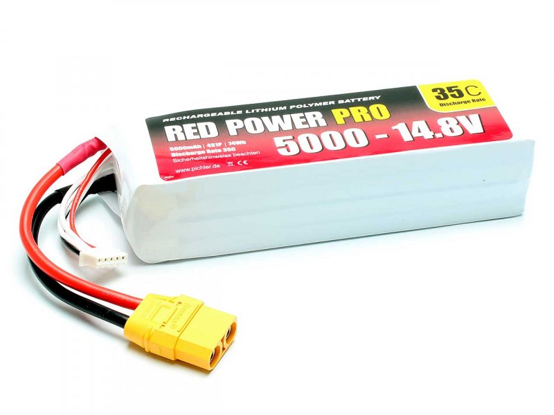 Batterie LiPo 14,8V 5000mAh XT90 Red Power Pro - 19125 - Breizh Modélisme.
