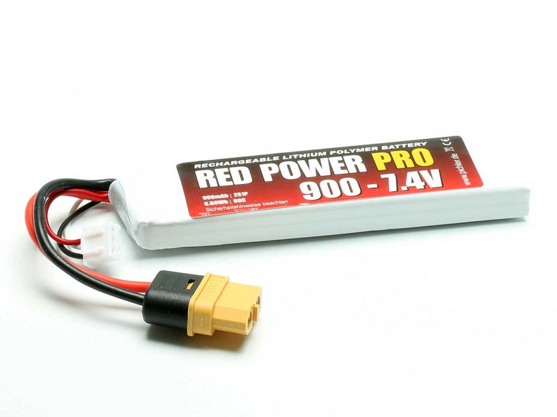 Batterie LiPo 2S 7.4V 900mAh XT60 Red Power Pro - 19120 - Breizh Modélisme.