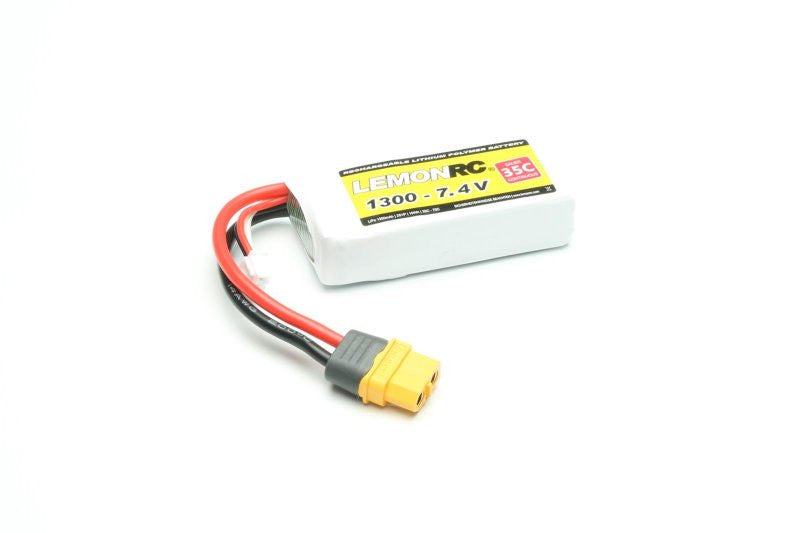 Batterie LiPo 2S LemonRC 1300mah - 7.4V (35C) XT60 - Breizh Modélisme.