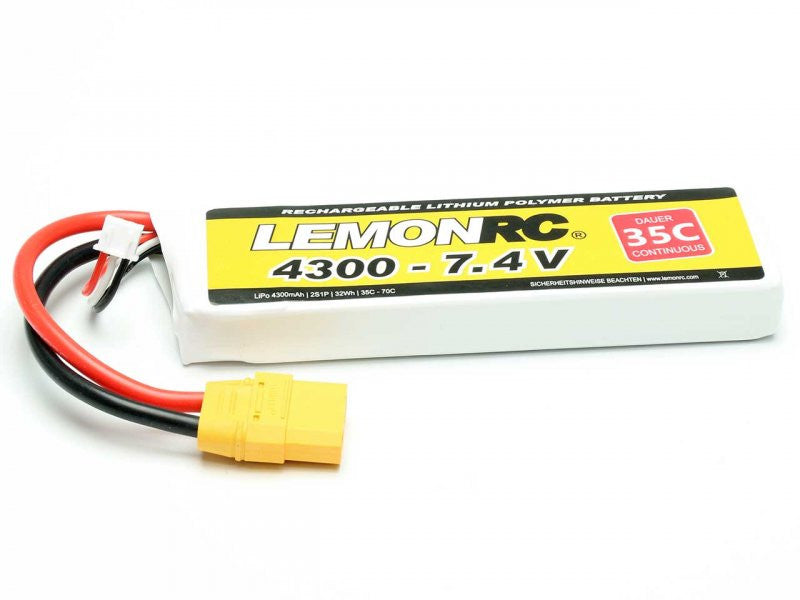 Batterie LiPo 2S LemonRC 4300mah - 7.4V (35C) XT90 - Breizh Modélisme.