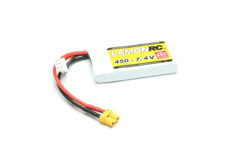 Batterie LiPo 2S LemonRC 450mah - 7.4V (35C) XT30 - Breizh Modélisme.