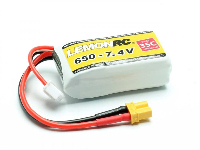 Batterie LiPo 2S LemonRC 650mah - 7.4V (35C) XT30 - Breizh Modélisme.
