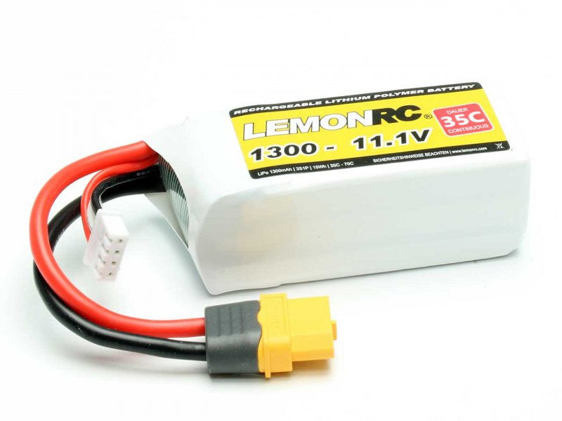 Batterie LiPo 3S LemonRC 1300mah - 11,1V (35C) XT60 - 15711 - Breizh Modélisme.