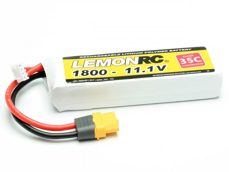Batterie LiPo 3S LemonRC 1800mah - 11,1V (35C) XT60 - Breizh Modélisme.