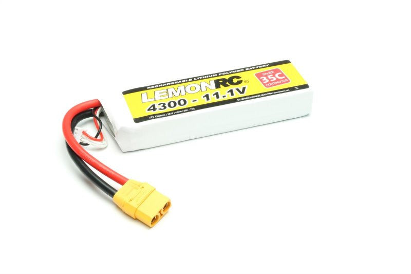 Batterie LiPo 3S LemonRC 4300mah - 11,1V (35C) XT90 - Breizh Modélisme.