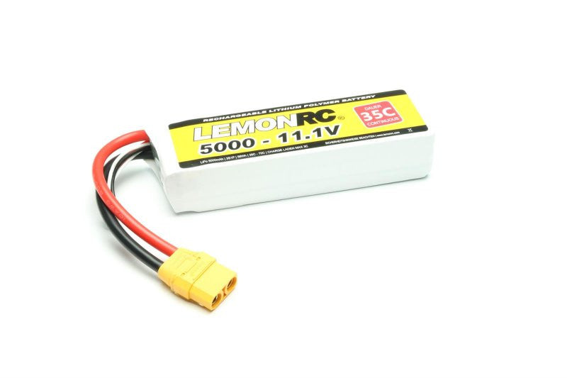Batterie LiPo 3S LemonRC 5000mah - 11,1V (35C) XT90 - Breizh Modélisme.