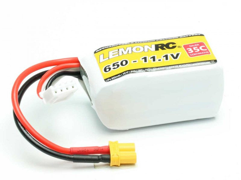 Batterie LiPo 3S LemonRC 650mah - 11,1V (35C) XT30 - Breizh Modélisme.