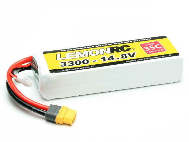 Batterie LiPo 4S LemonRC 3300mah - 14,8V (35C) XT60 - Breizh Modélisme.