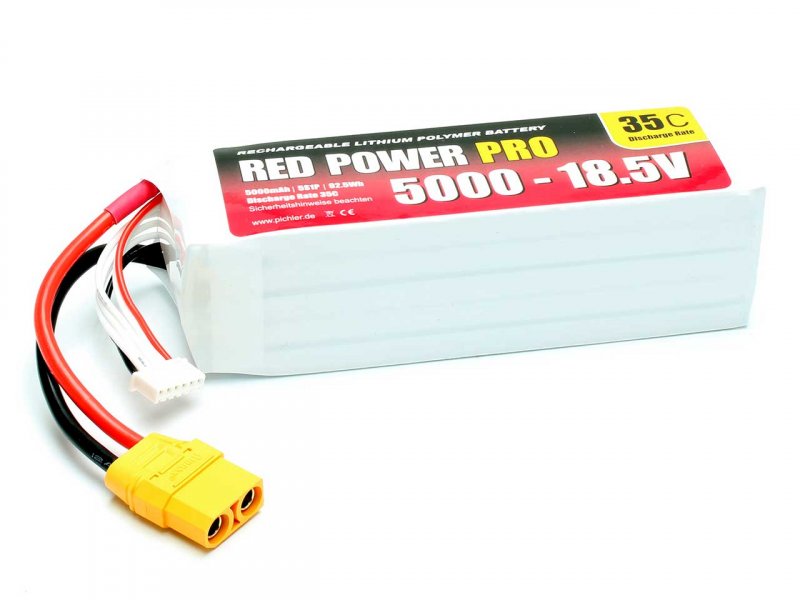 Batterie LiPo 5S 18,5V 5000mAh XT90 Red Power Pro - 19126 - Breizh Modélisme.