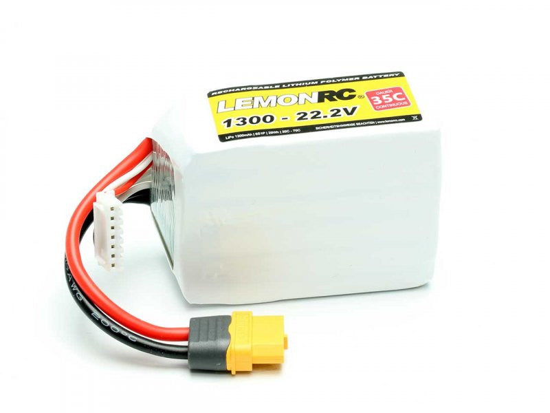 Batterie LiPo 6S LemonRC 1300mah - 22,2V (35C) XT60 - Breizh Modélisme.
