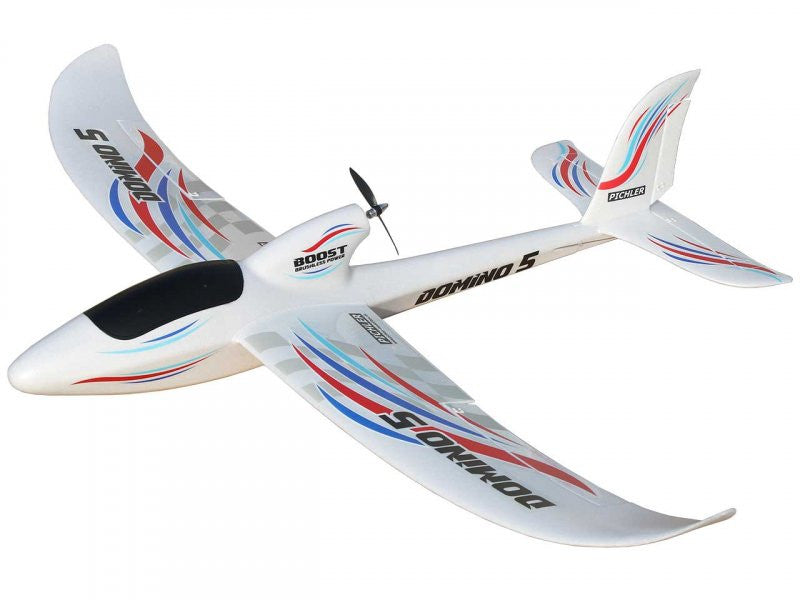 Planeur Domino 5 RTF Mode 2 / 1420 mm (rouge) - Breizh Modélisme.