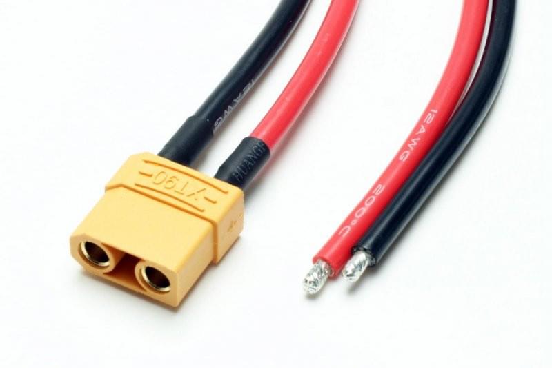Prise female XT90 avec câble 4.0mm AWG12 - Breizh Modélisme.