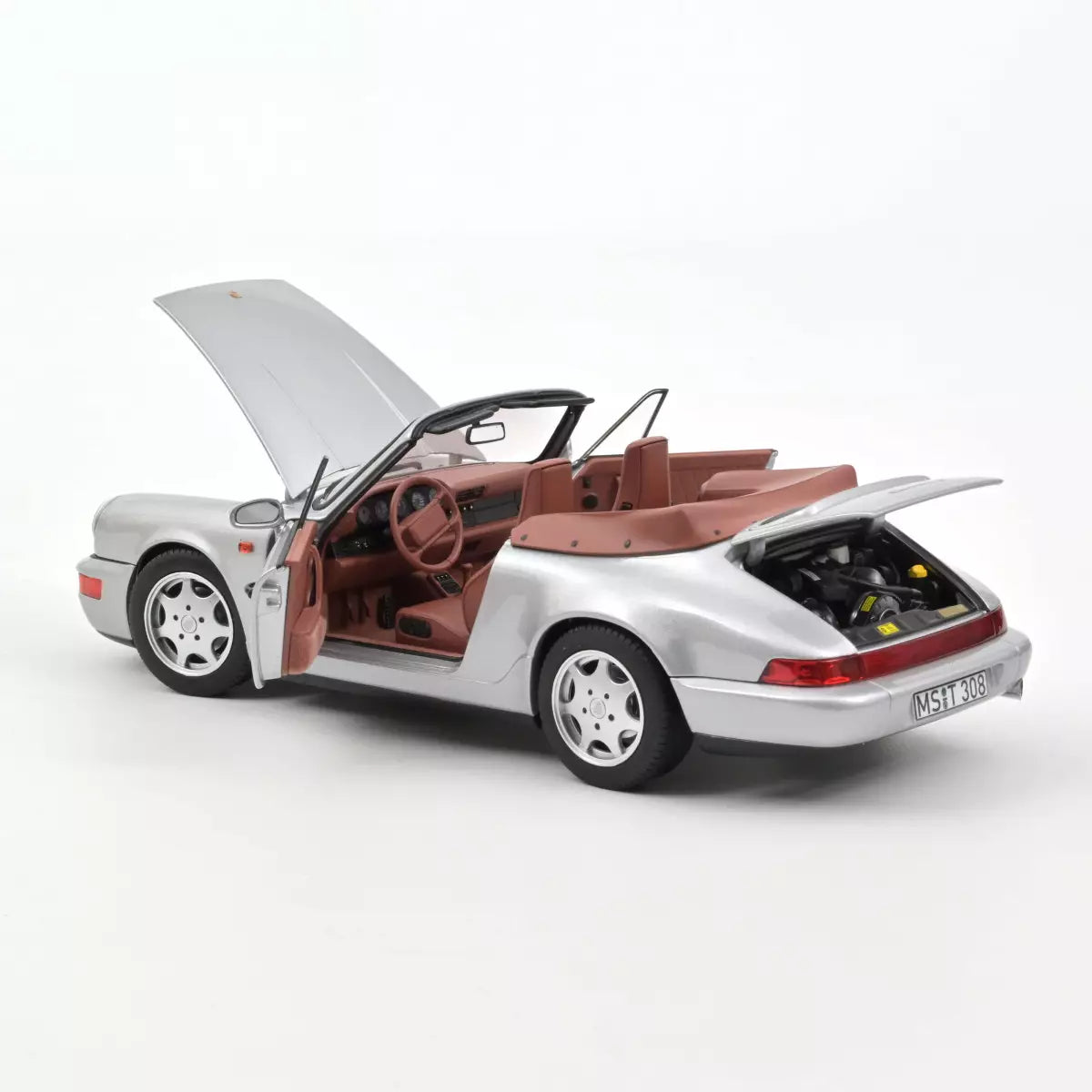 Voiture miniature collection 1/18 Porsche 911 Carrera 2 Cabriolet 1990 Argent Norev 187330