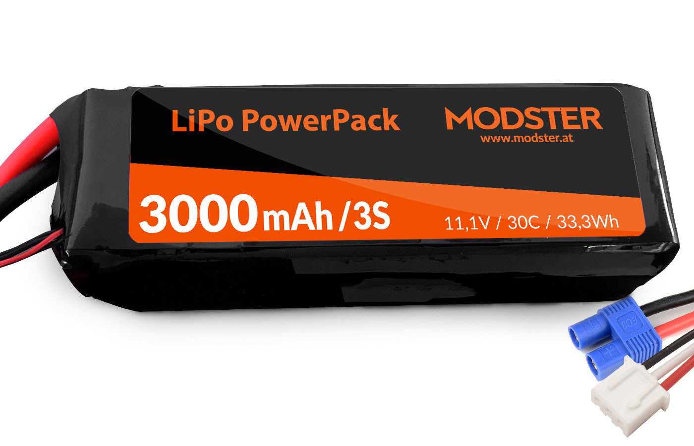 Batterie LiPo 3S 11,1V 3000mAh 30C Connecteur EC3 (120x40x27mm) - Breizh Modélisme.