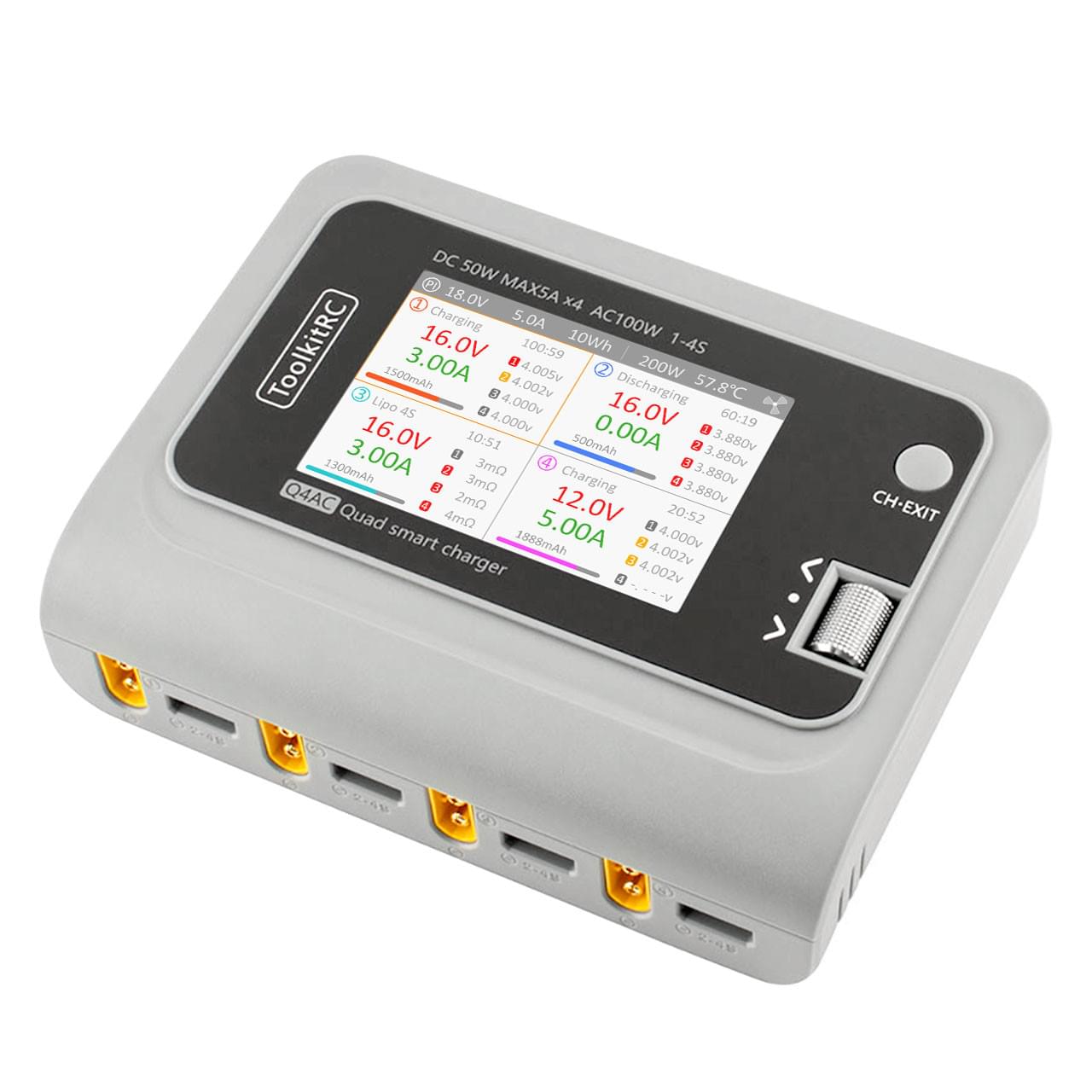 Chargeur Quattro ToolkitRC Q4AC LiPo 1-4S 5A - TK12000 - Breizh Modélisme.
