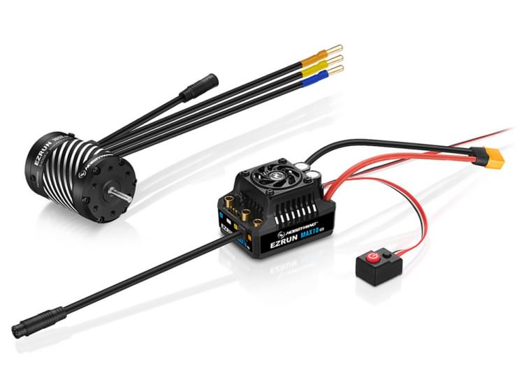 Combo moteur 1/10 Hobbywing Ezrun MAX10 G2 140A avec arbre 5mm 3665SD 3200kV - Breizh Modélisme.