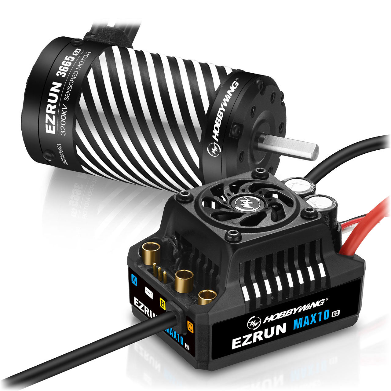 Combo moteur 1/10 Hobbywing Ezrun MAX10 G2 140A avec arbre 5mm 3665SD 3200kV - Breizh Modélisme.